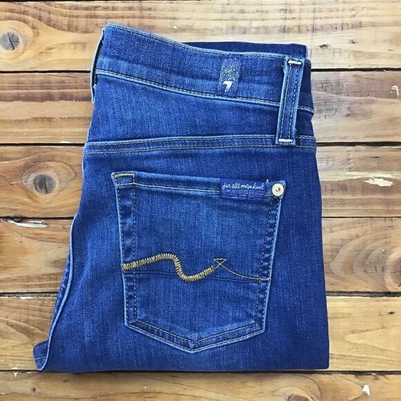 SEVEN for all mankind 7FAM Gwenevere high waisted skinny blue stretchy denim 25 - Picture 4 of 10